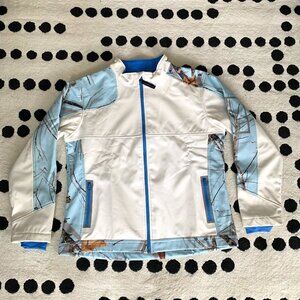 Yukon Gear Jacket Mossy Oak Blue White Camo Full Zip Fleece Lined Soft Shell